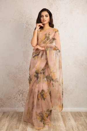 Organza print saree R8_303C