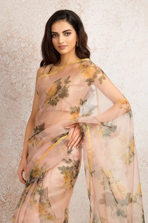 Organza print saree R8_303C