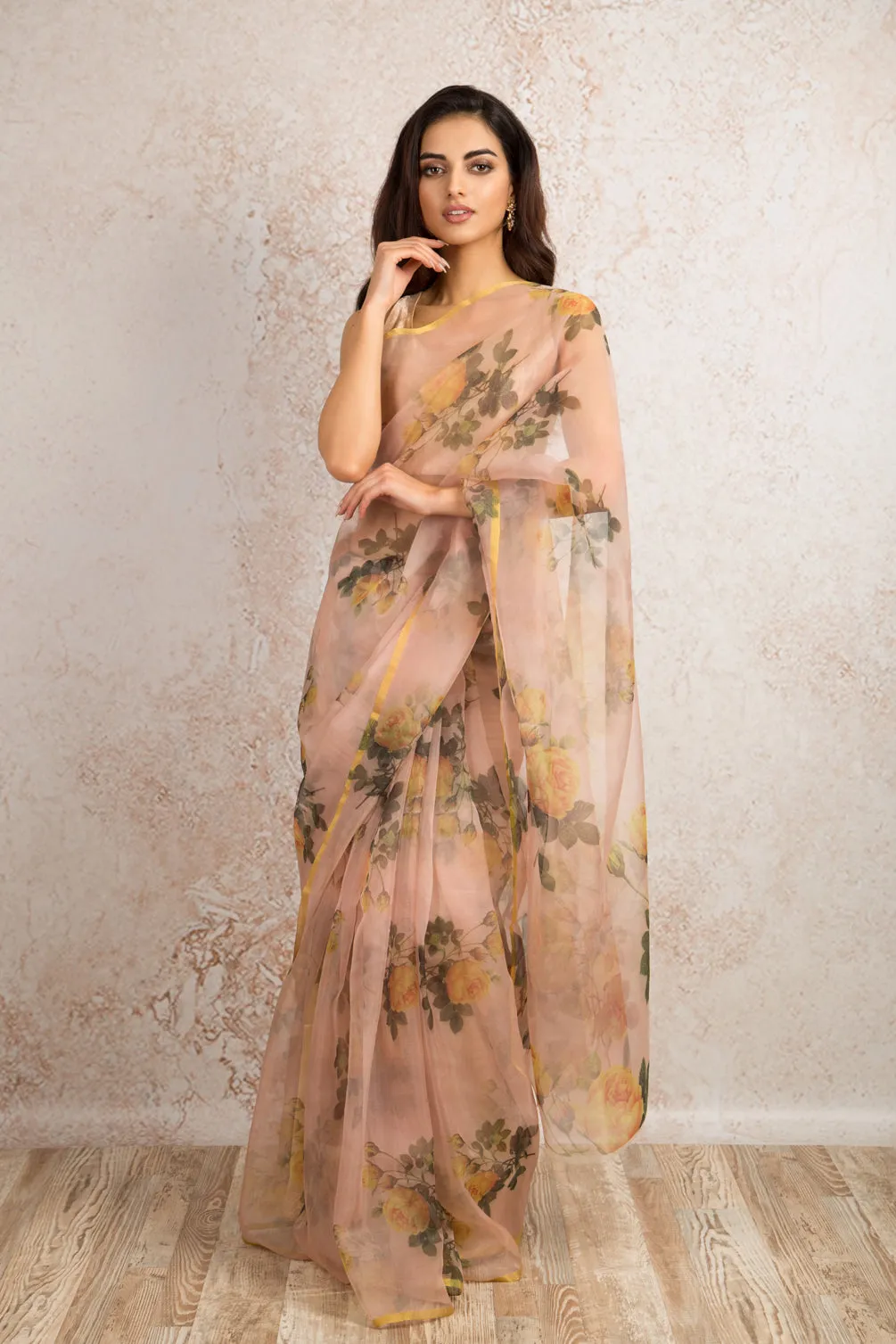 Organza print saree R8_303C