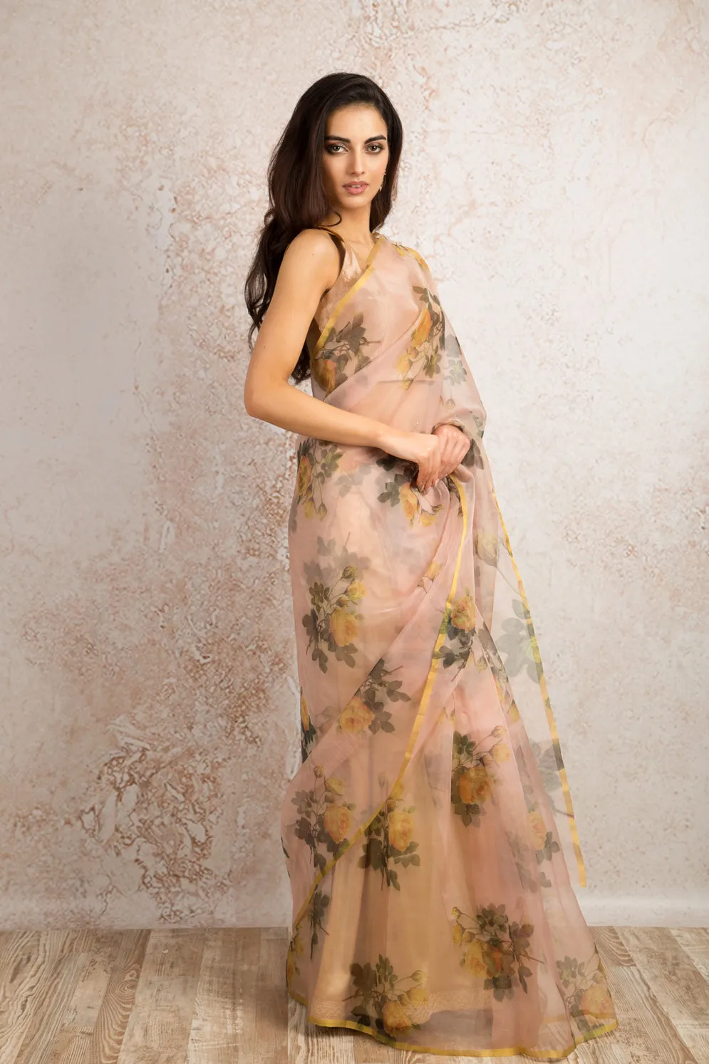 Organza print saree R8_303C