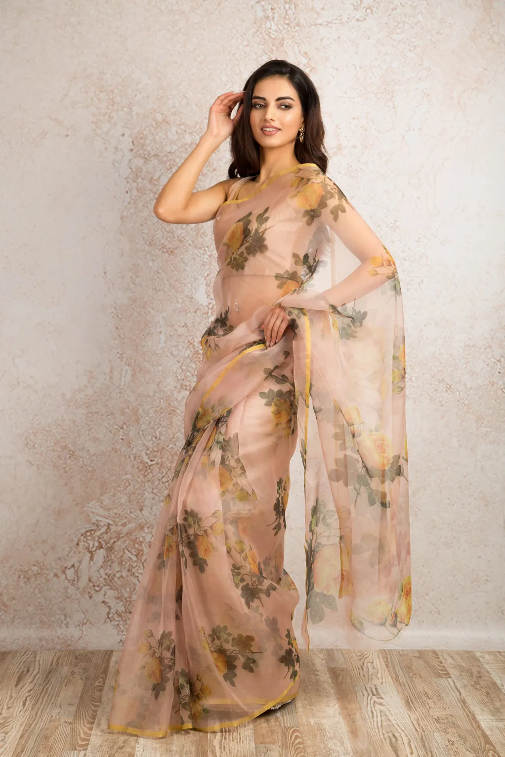 Organza print saree R8_303C