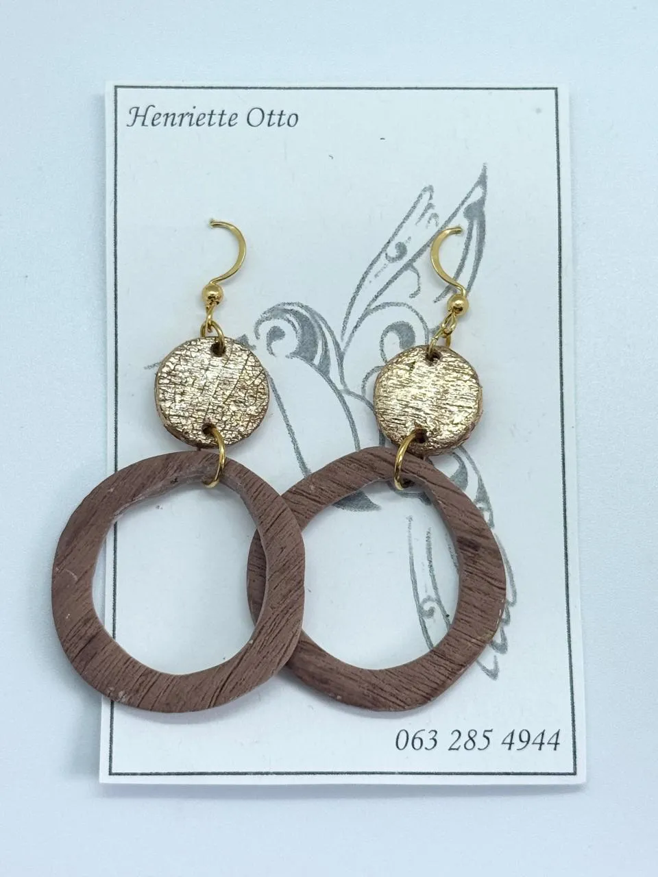Otto Jewellery Gold & Brown Earrings
