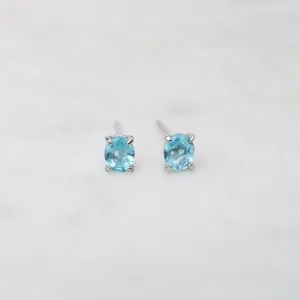 Oval Blue Apatite Stud Earrings