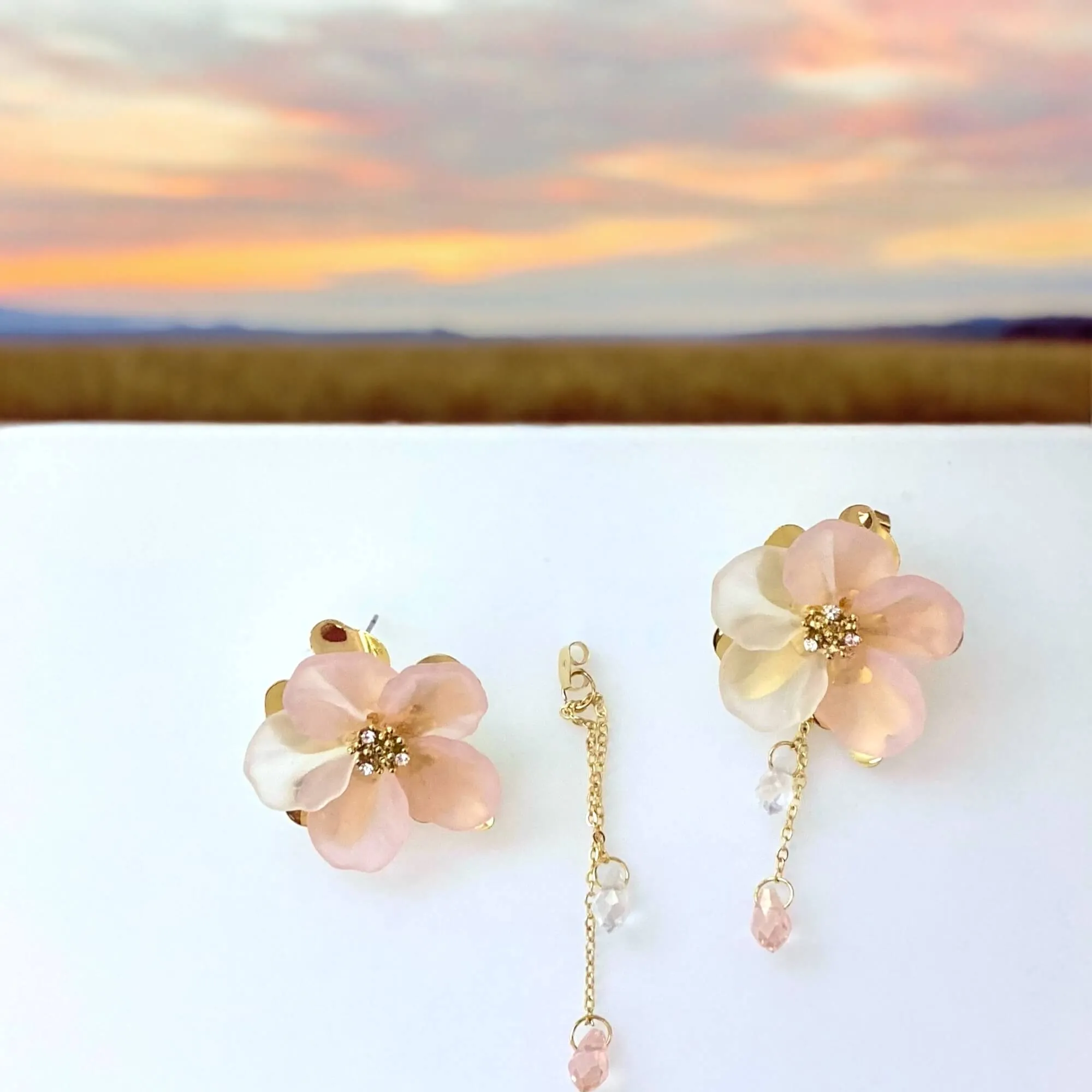 Pastel Floral Crystals Dangle Earrings