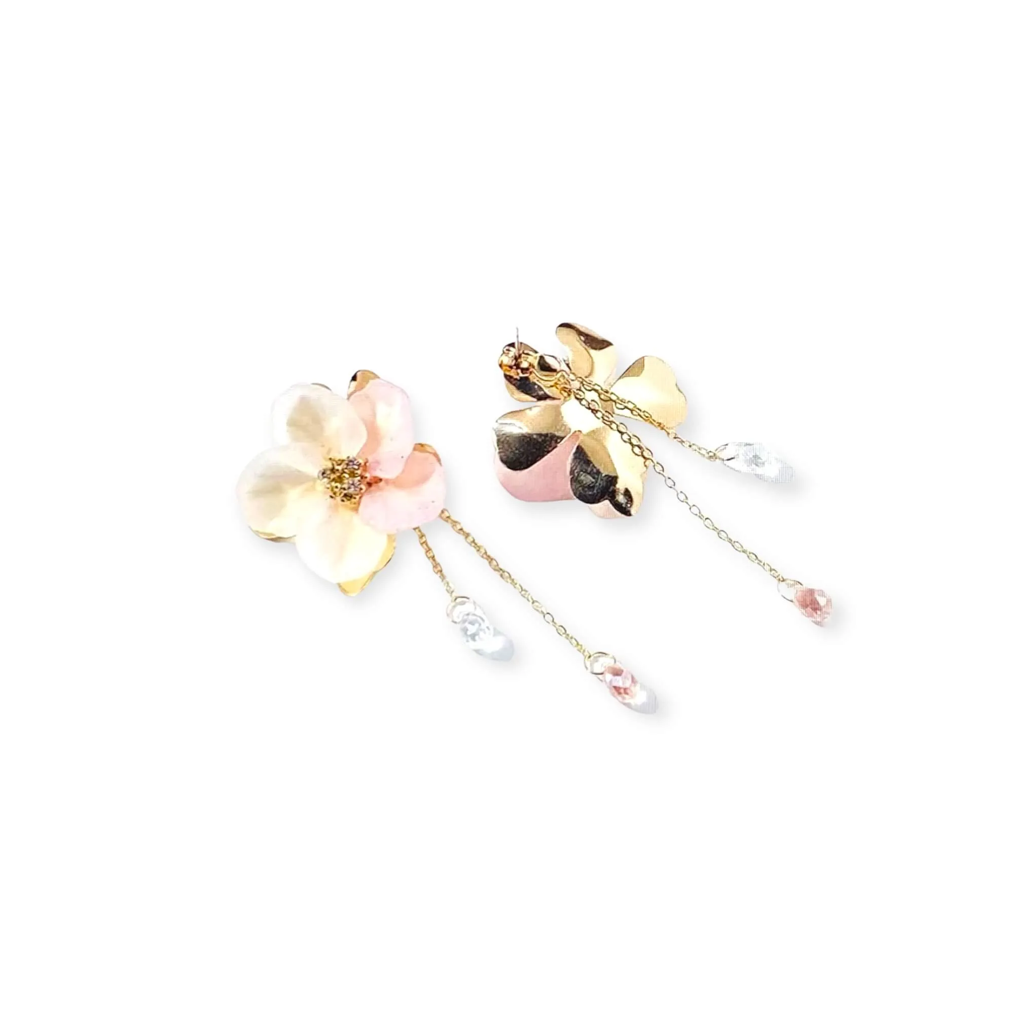 Pastel Floral Crystals Dangle Earrings