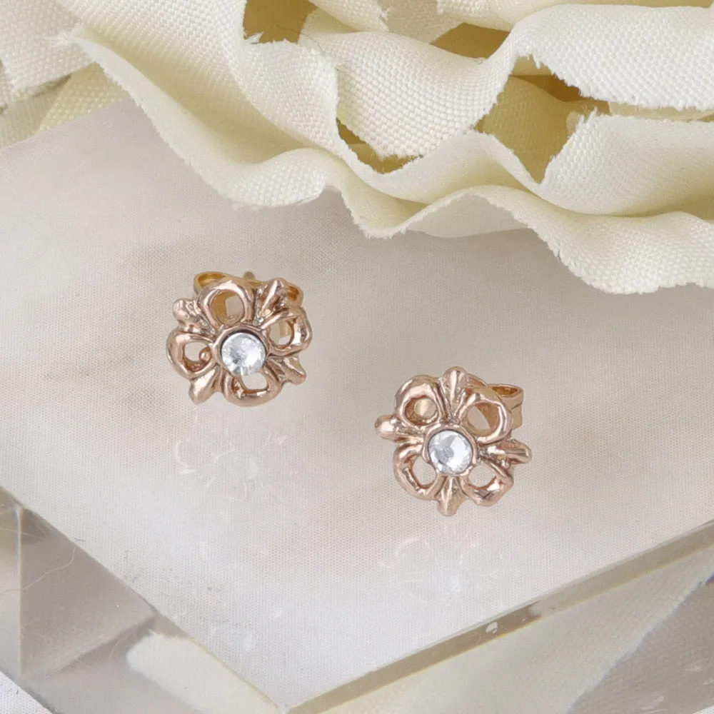 Pink Gold Tone Openwork Studs