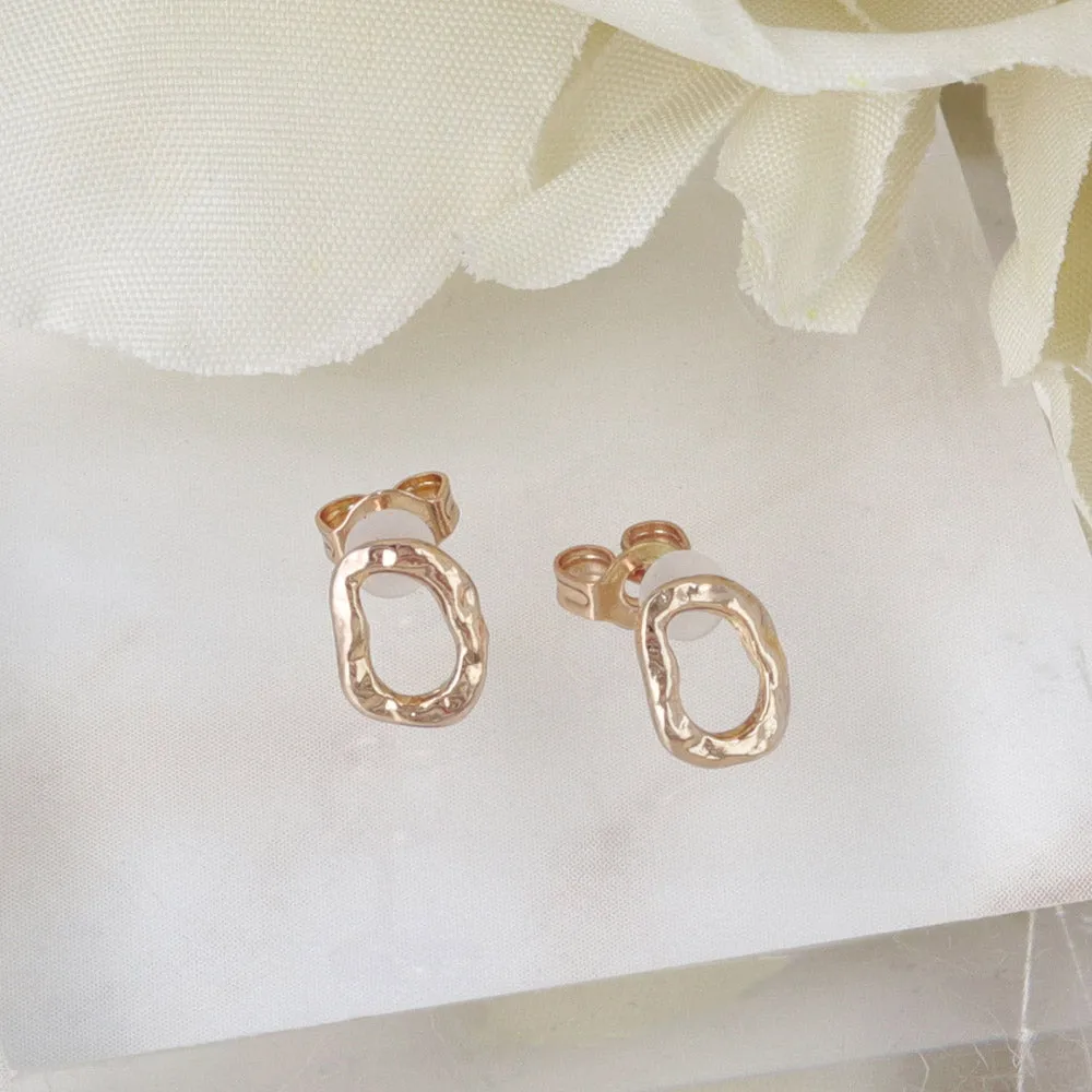 Pink Gold Tone Organic Circle Studs