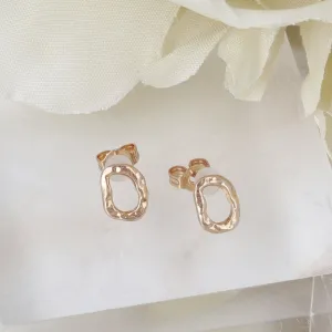 Pink Gold Tone Organic Circle Studs