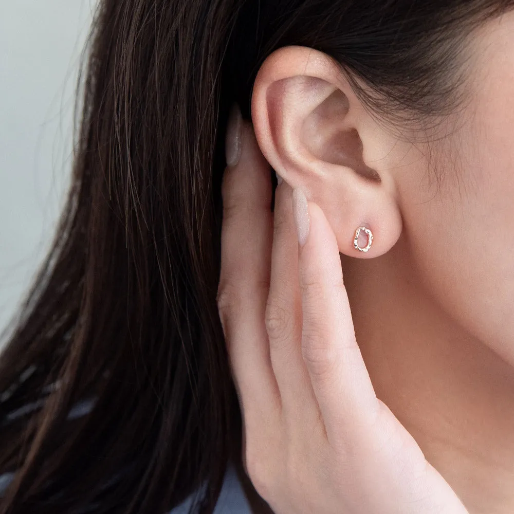 Pink Gold Tone Organic Circle Studs