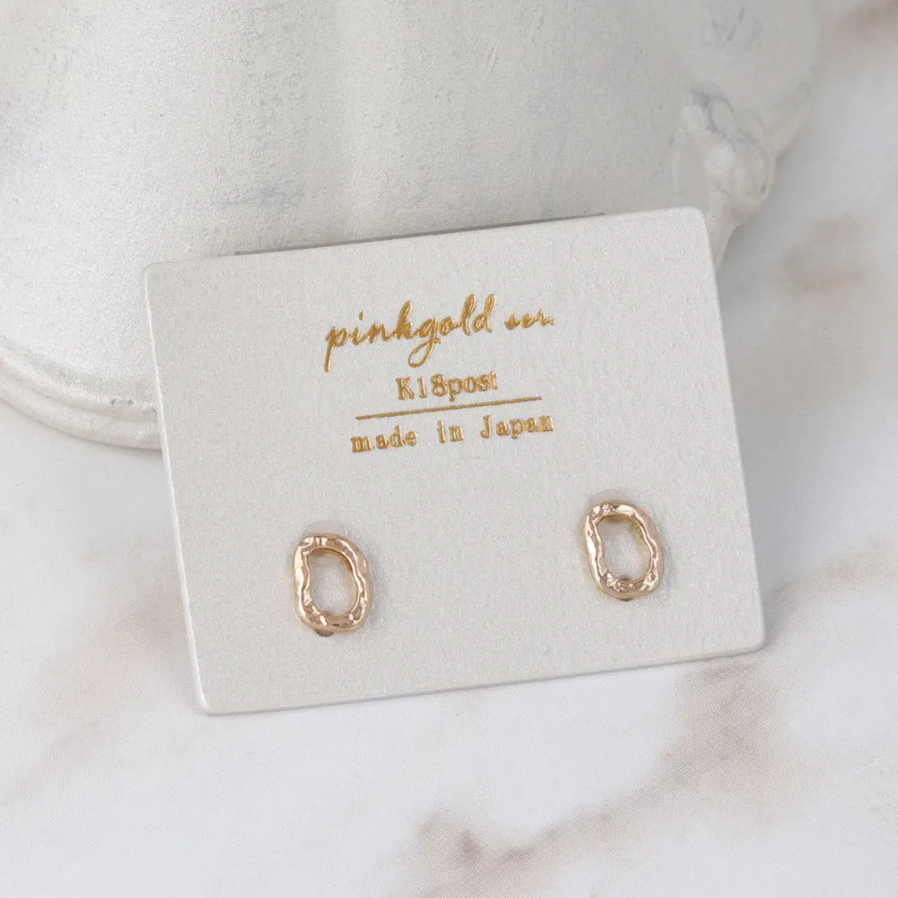 Pink Gold Tone Organic Circle Studs