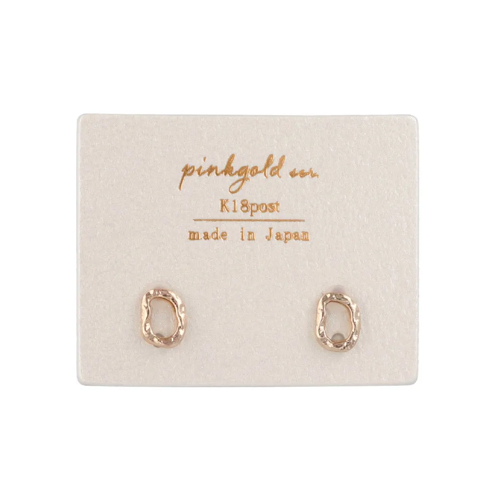 Pink Gold Tone Organic Circle Studs