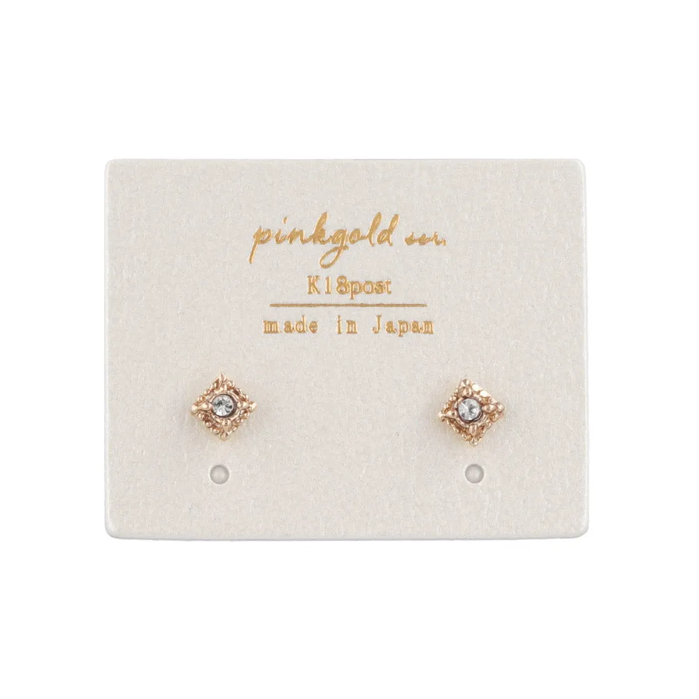 Pink Gold Tone Square Studs