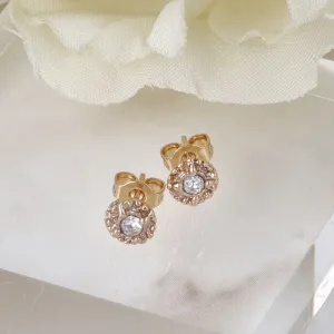 Pink Gold Tone Stone Center Studs