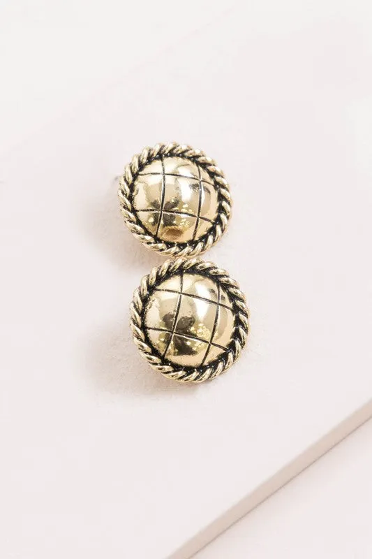 Preppy Classic Button Stud Earrings