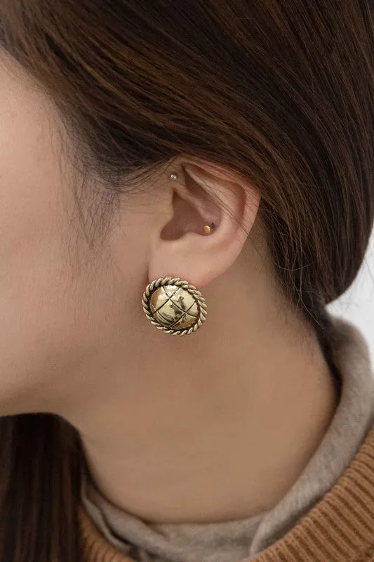 Preppy Classic Button Stud Earrings