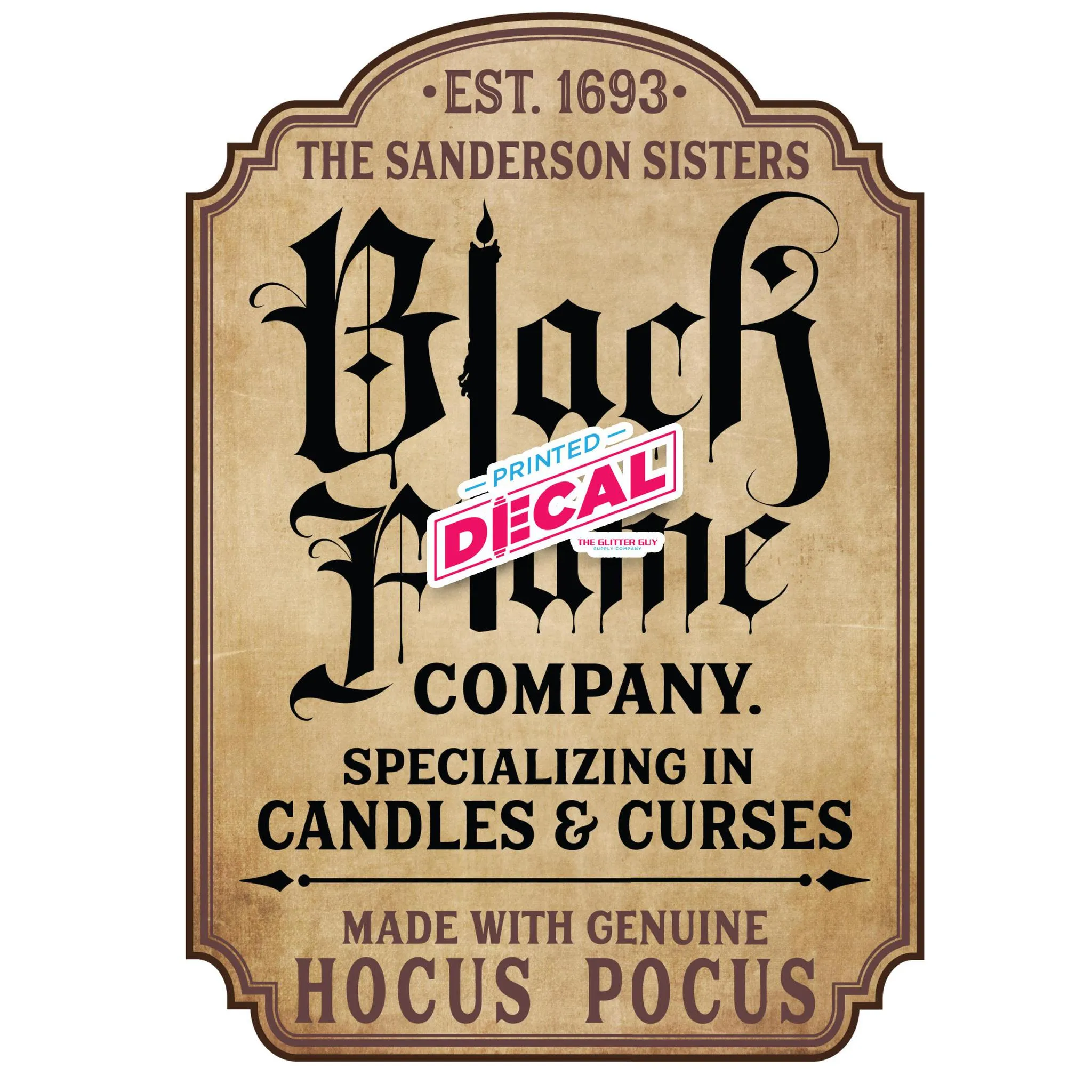 Printed Decal - Black Flame Candle