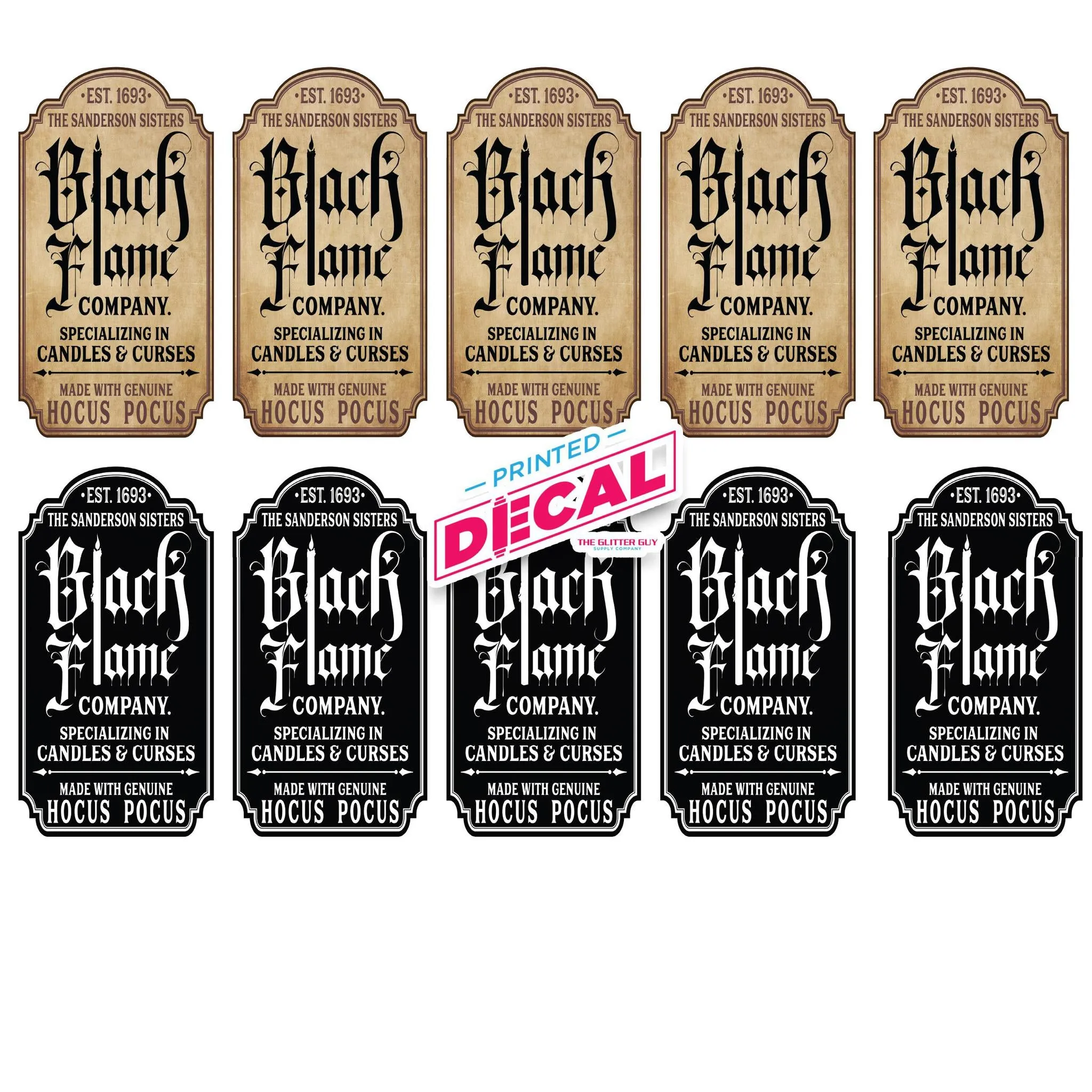 Printed Decal - Black Flame Candle