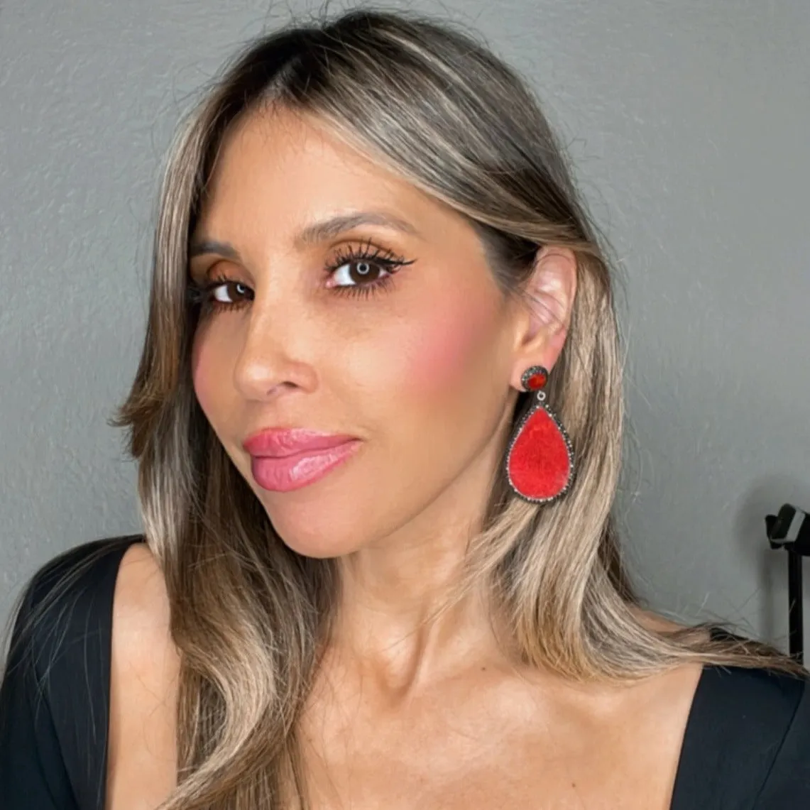 Red Gemstone Crystal Earring