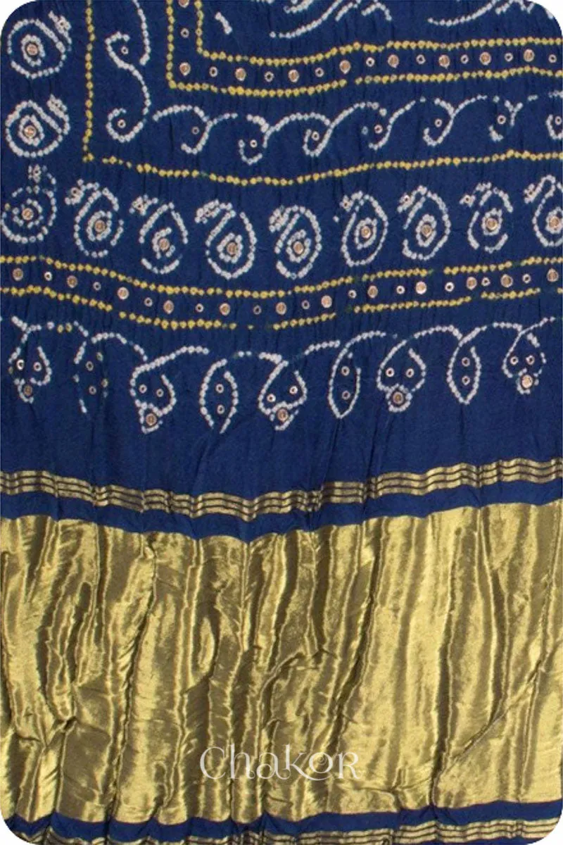 Red Indigo Bandhani Gaji Silk Saree