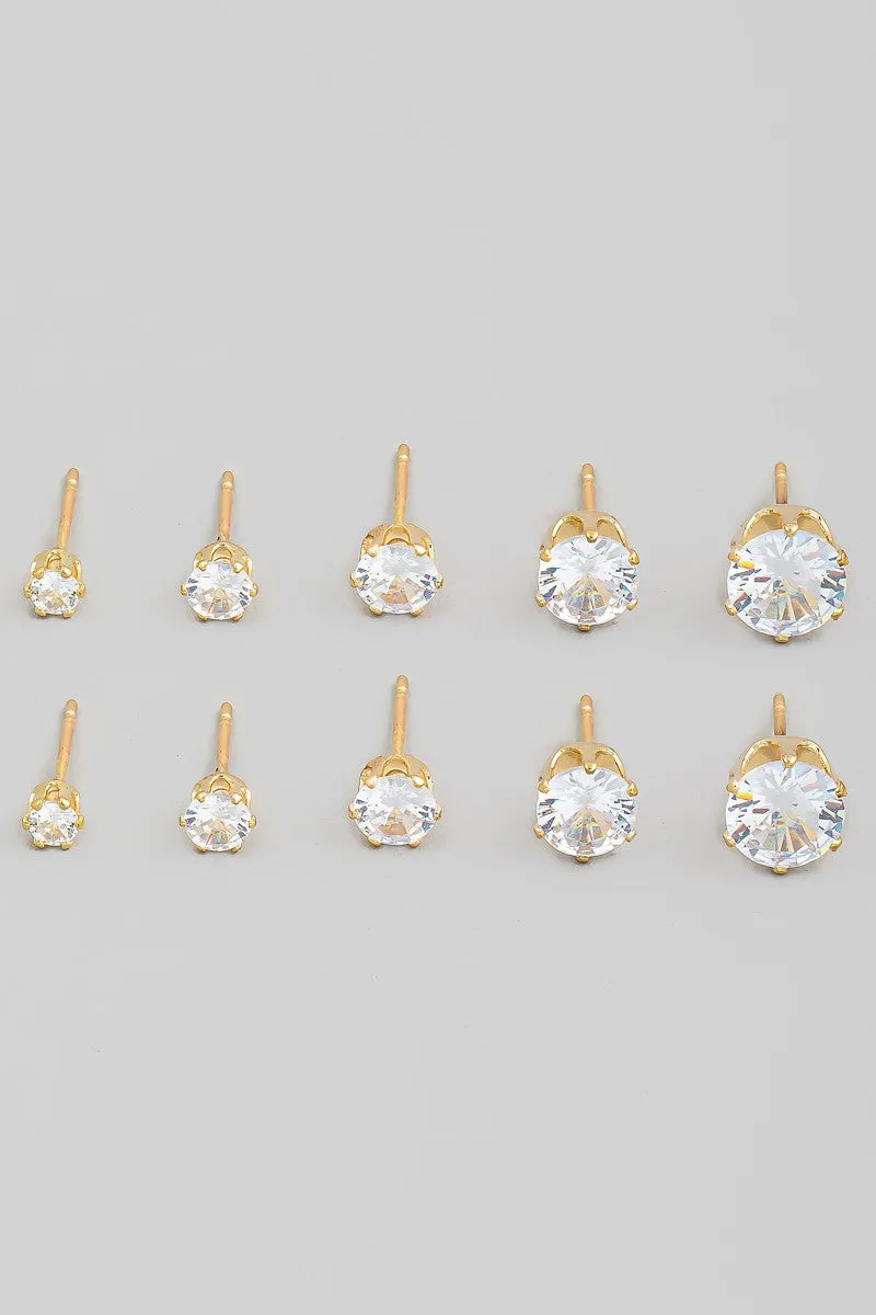 Rhinestone Stud Earrings Set