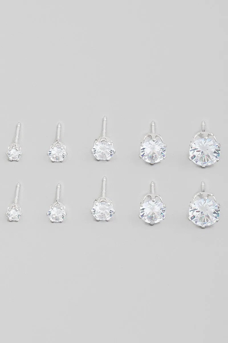 Rhinestone Stud Earrings Set
