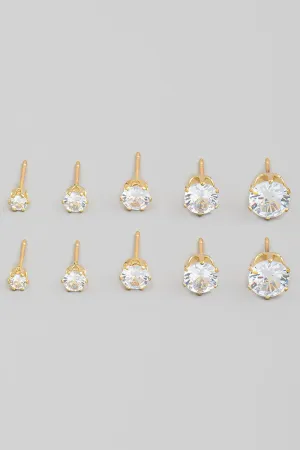 Rhinestone Stud Earrings Set