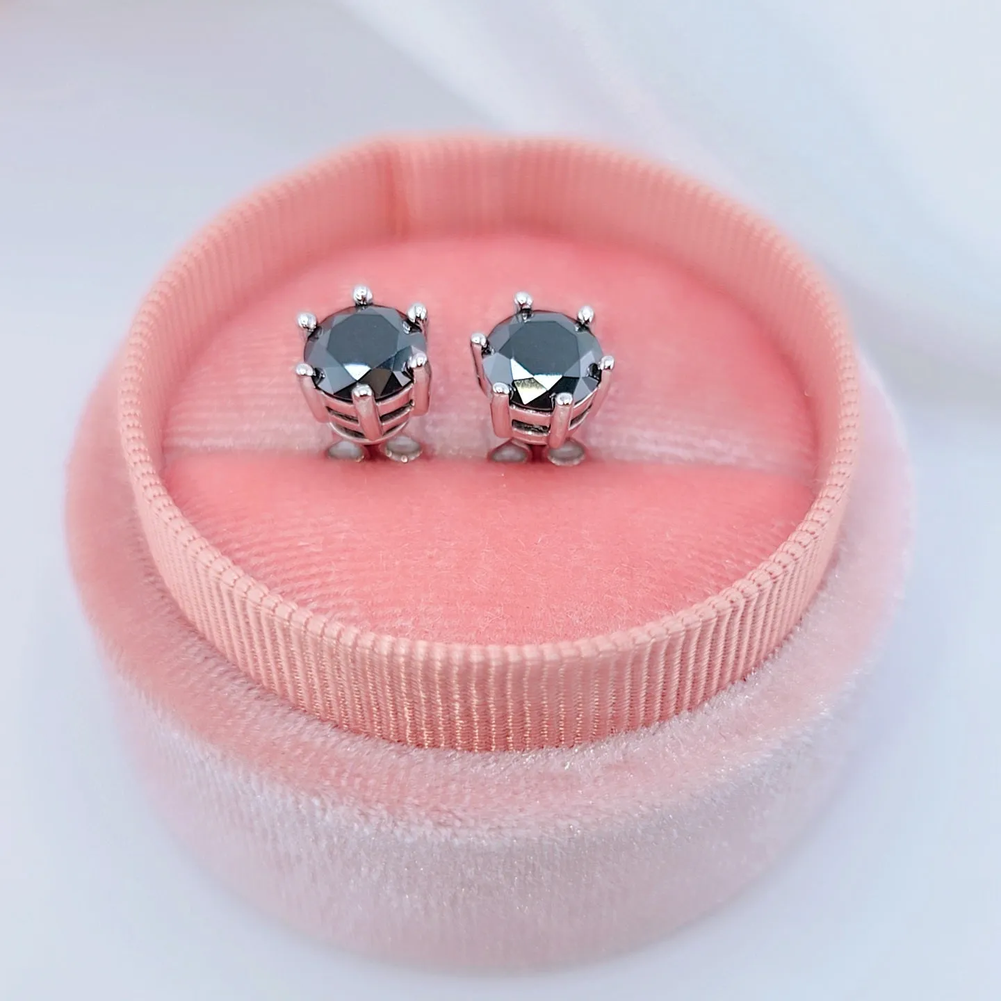 Round Black Diamond Stud Earrings