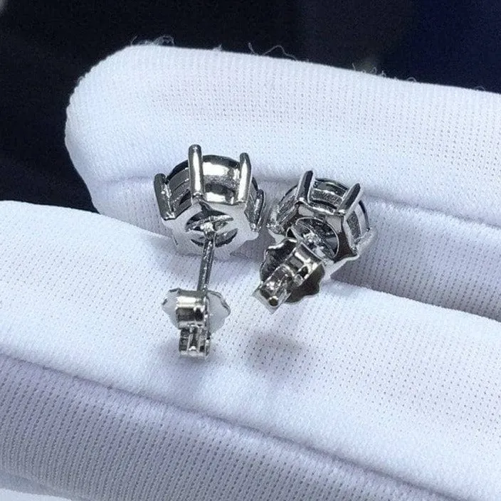 Round Black Diamond Stud Earrings