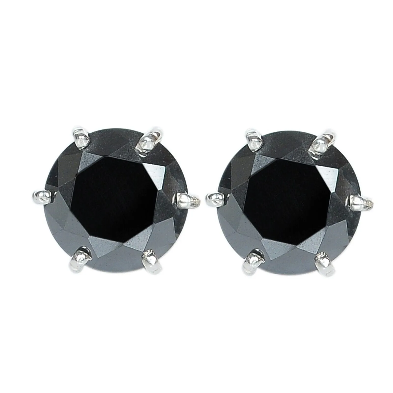 Round Black Diamond Stud Earrings
