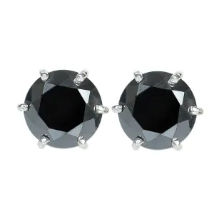 Round Black Diamond Stud Earrings