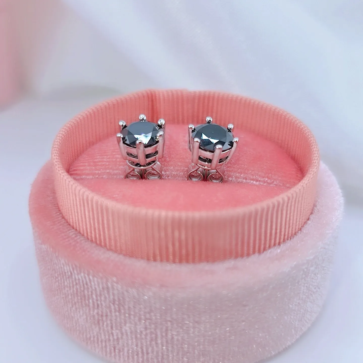Round Black Diamond Stud Earrings
