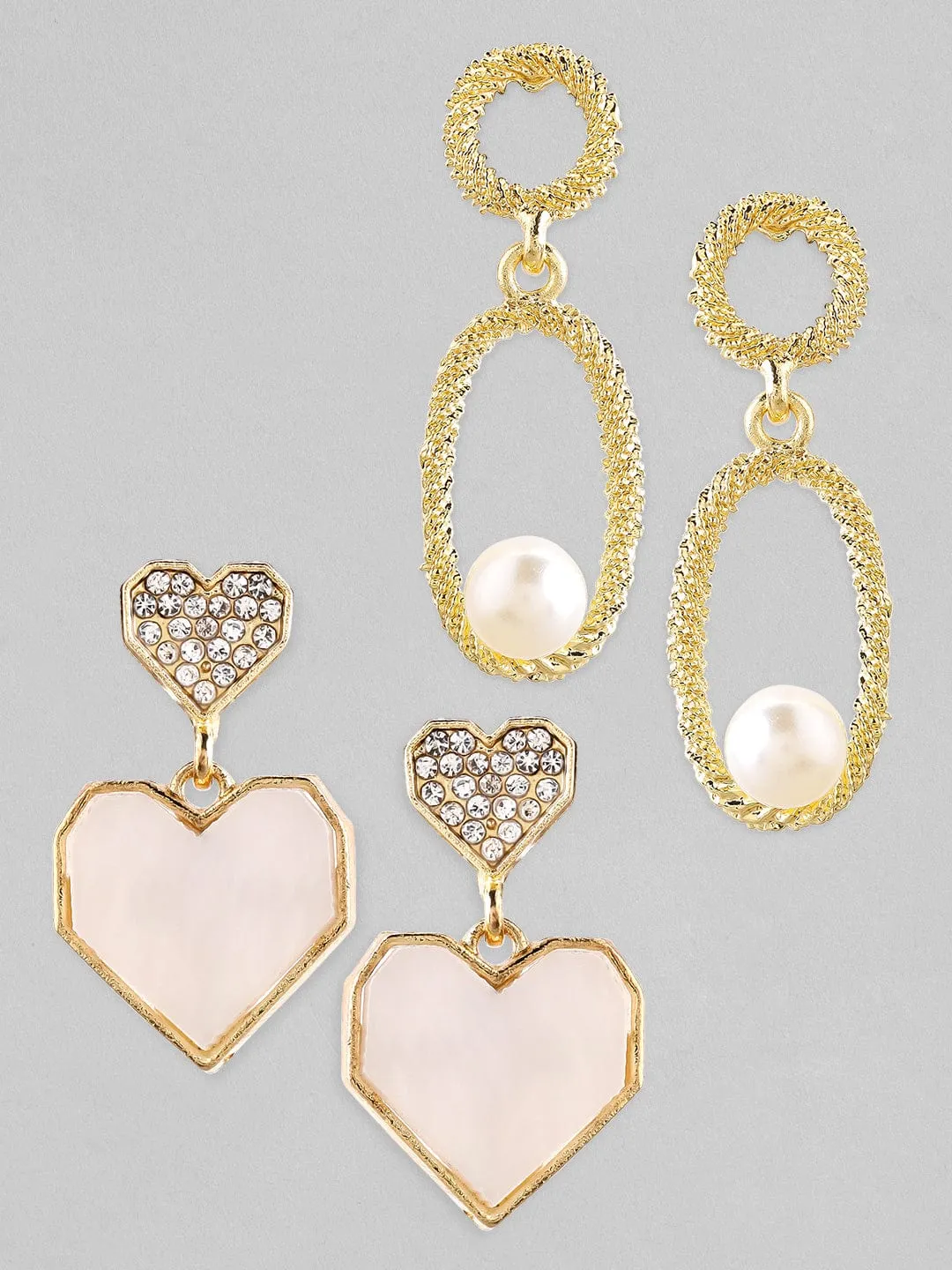 Rubans Voguish A Set of 3 Gold Toned Contemporary Earrings