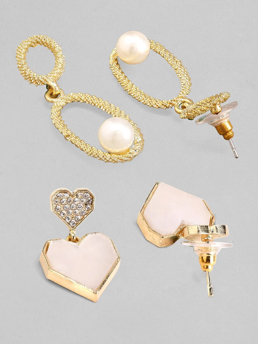Rubans Voguish A Set of 3 Gold Toned Contemporary Earrings