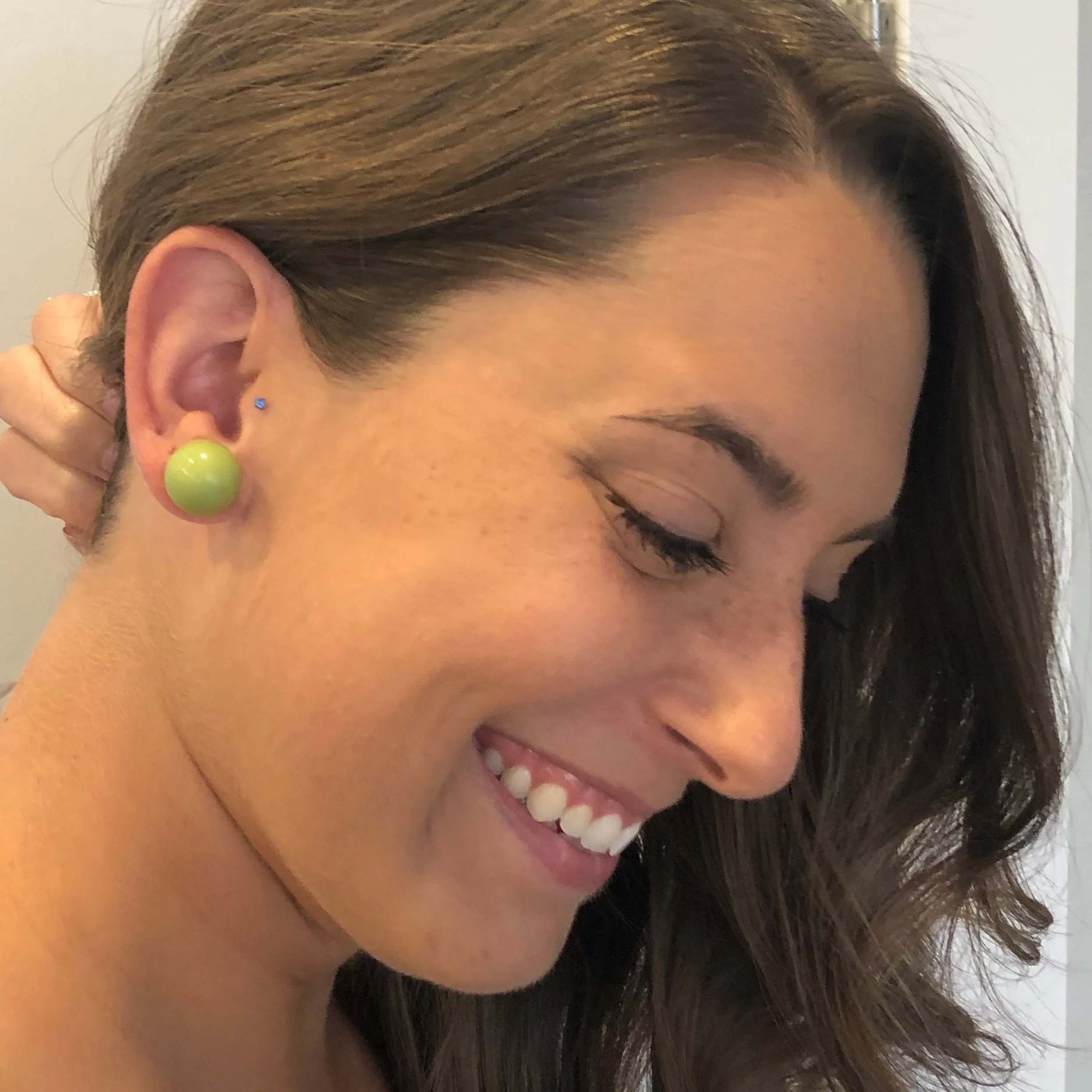 Ruby Red Transparent Jumbo Ball Stud Earrings