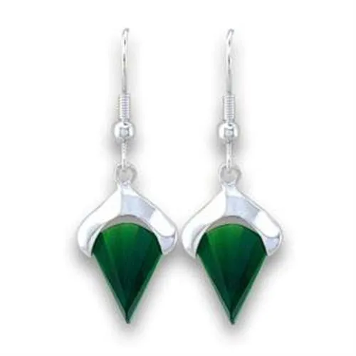 Silver 925 Sterling Silver Earrings with Synthetic Synthetic Glass in Emerald for Women Emerald Stone Color Style LOA567