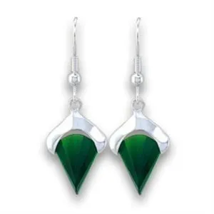 Silver 925 Sterling Silver Earrings with Synthetic Synthetic Glass in Emerald for Women Emerald Stone Color Style LOA567