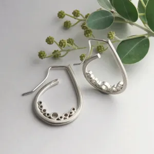 Silver bubble small tear earrings