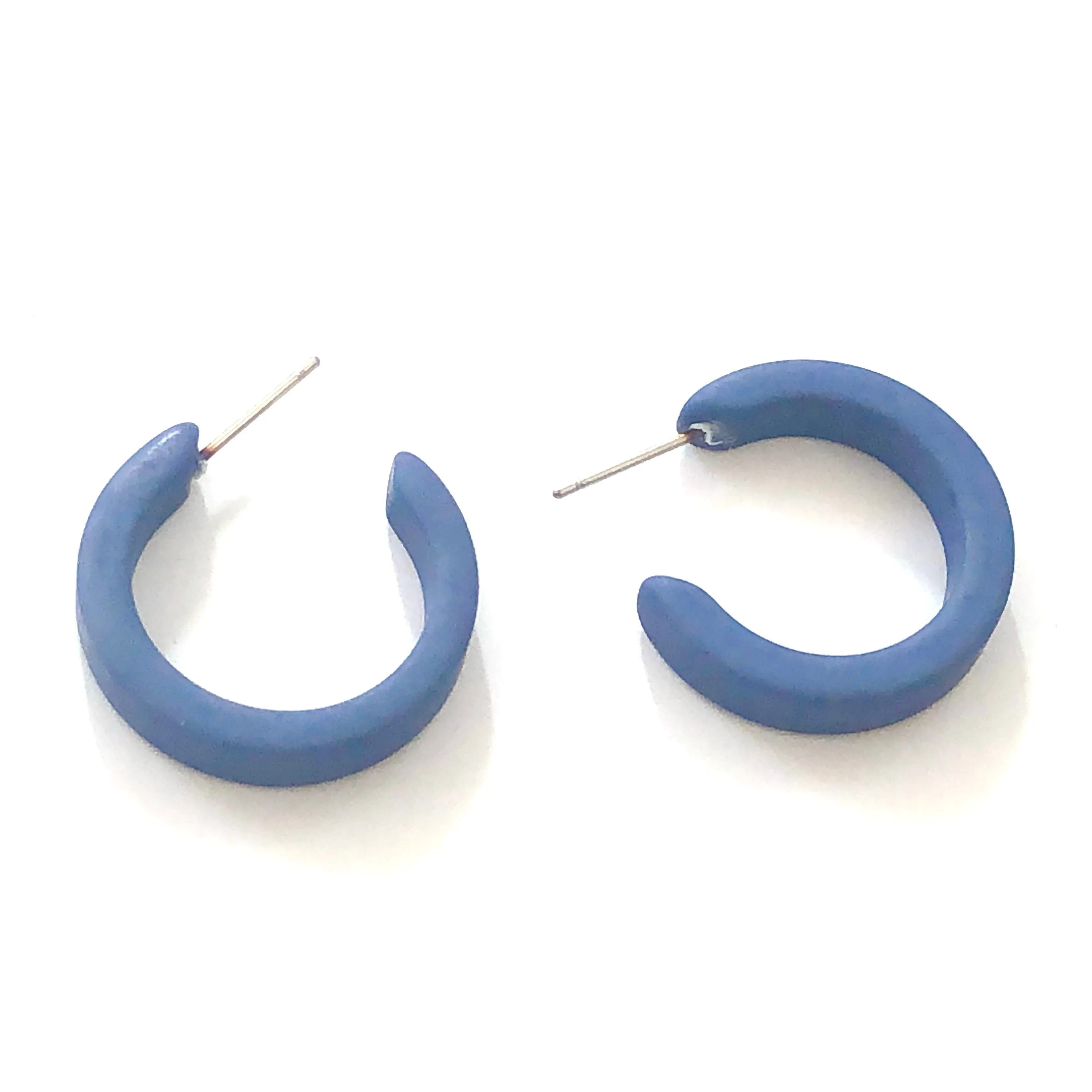 Slate Blue Velvet Mini Classic Hoop Earrings
