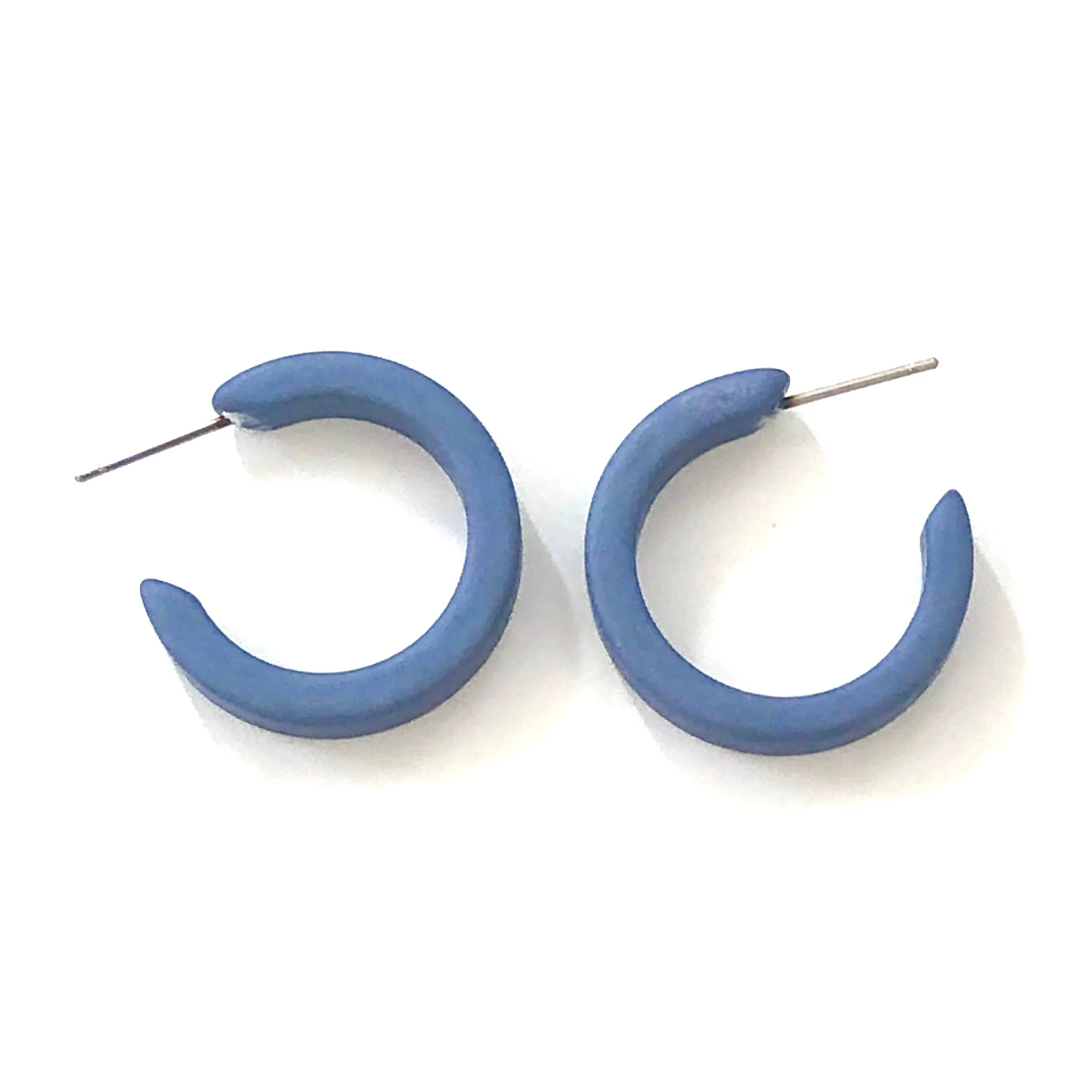 Slate Blue Velvet Mini Classic Hoop Earrings