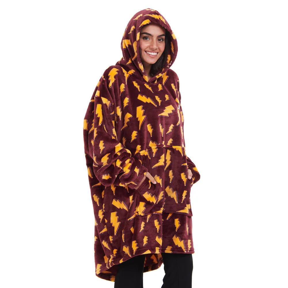 Snuggs Blanket Hoodie Dark Red Bolt
