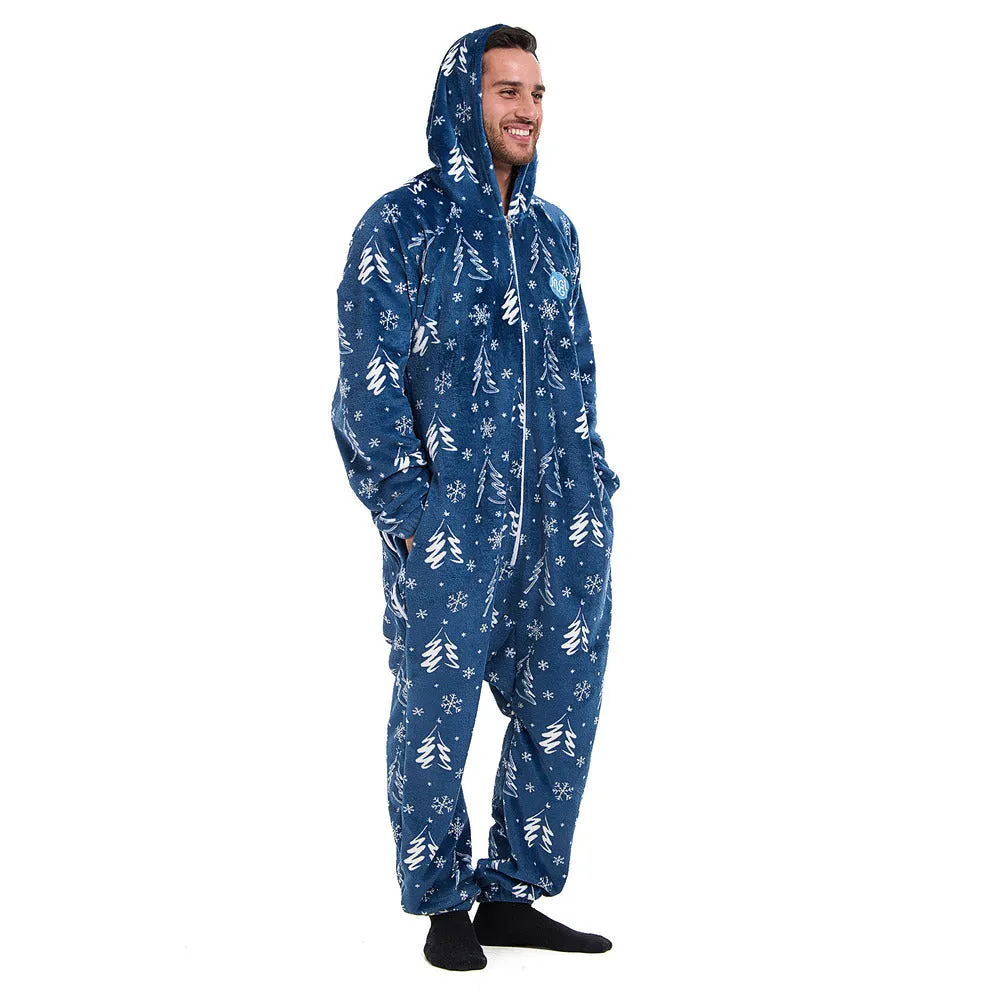 Snuggs Blanket Onesie Blue Christmas Tree