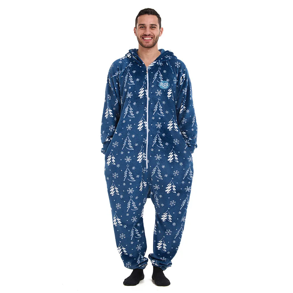 Snuggs Blanket Onesie Blue Christmas Tree