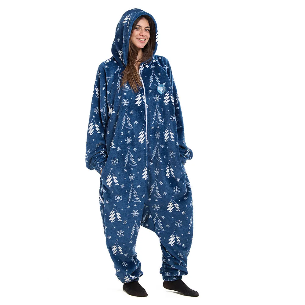Snuggs Blanket Onesie Blue Christmas Tree