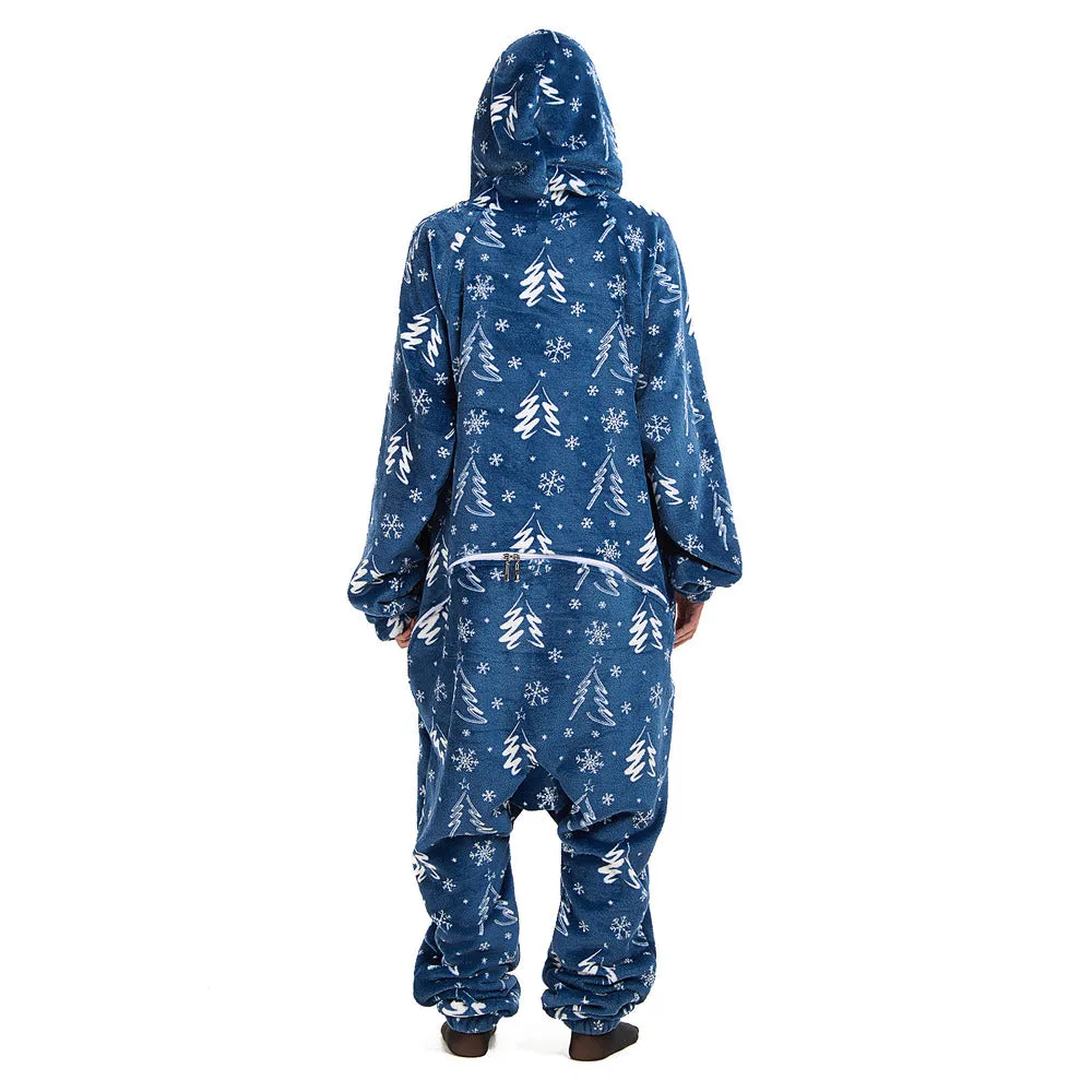 Snuggs Blanket Onesie Blue Christmas Tree