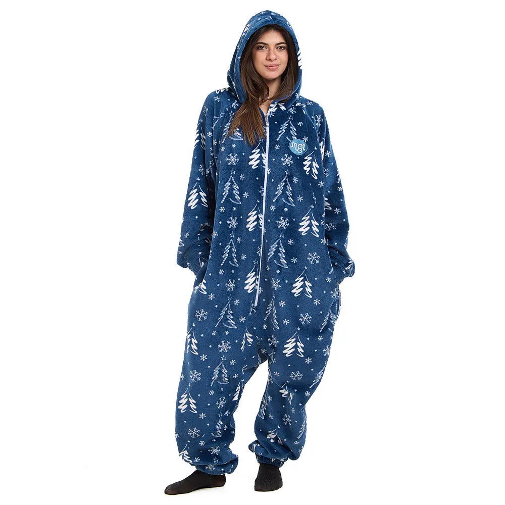 Snuggs Blanket Onesie Blue Christmas Tree