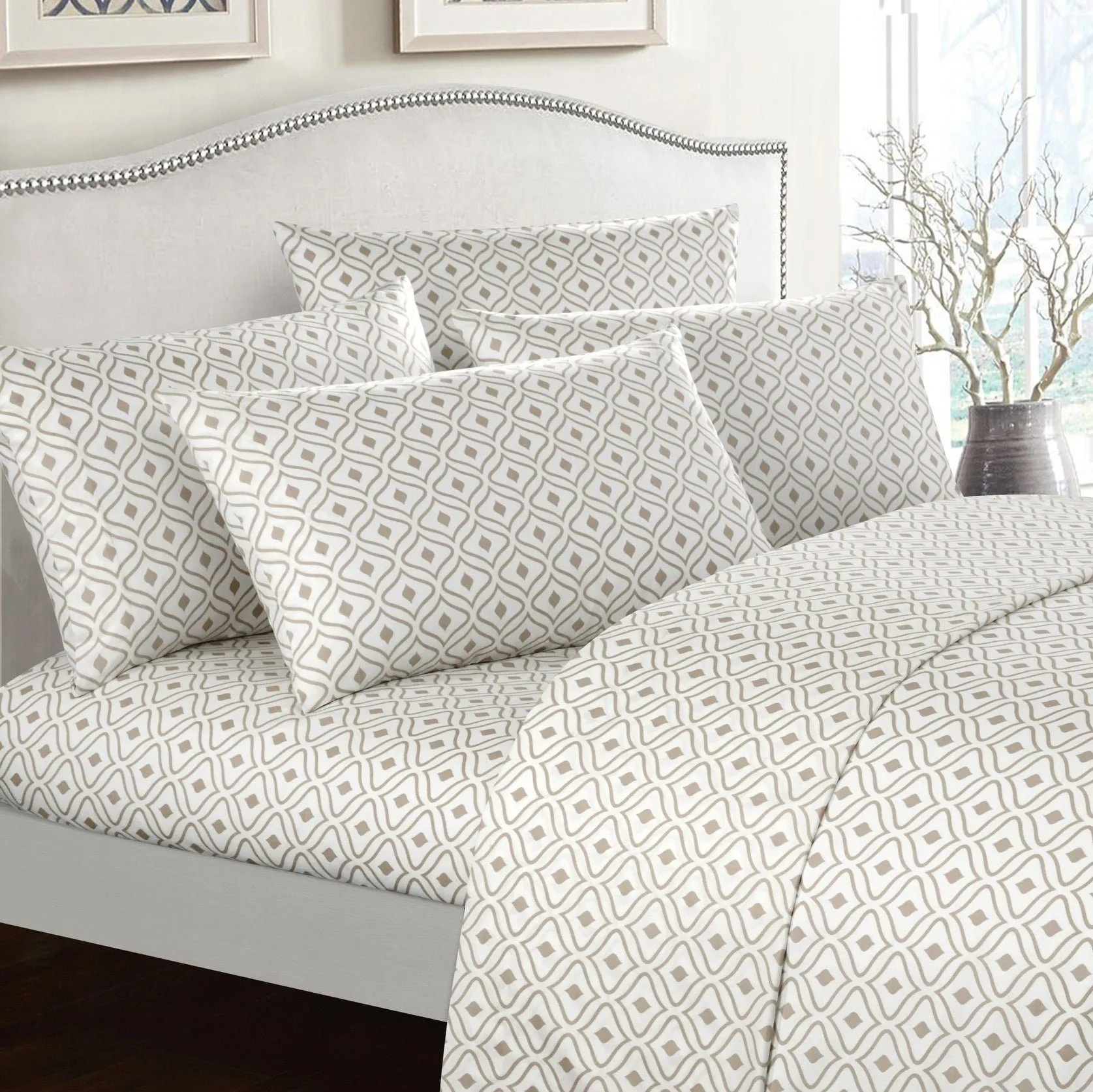 Soft Two-Tone Diamond Print Deep Pocket Sheet Sets