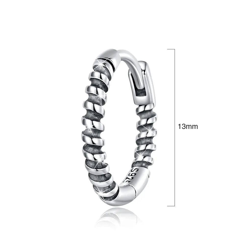 Solid 925 Signature Silver Ridged Huggie Earrings