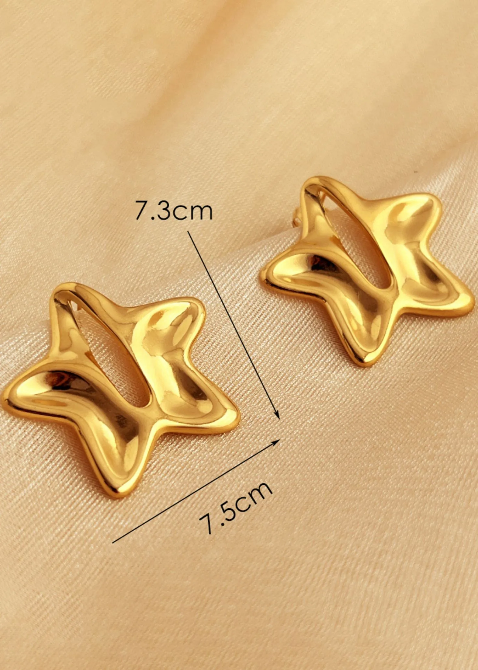 Split Star Gold Plate Stainless Steel Stud Earrings