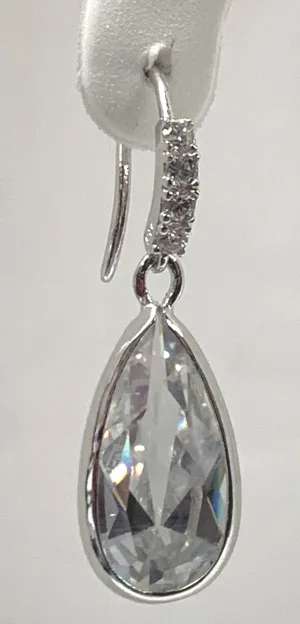 SS Teardrop Simulated Diamond Dangle Earrings
