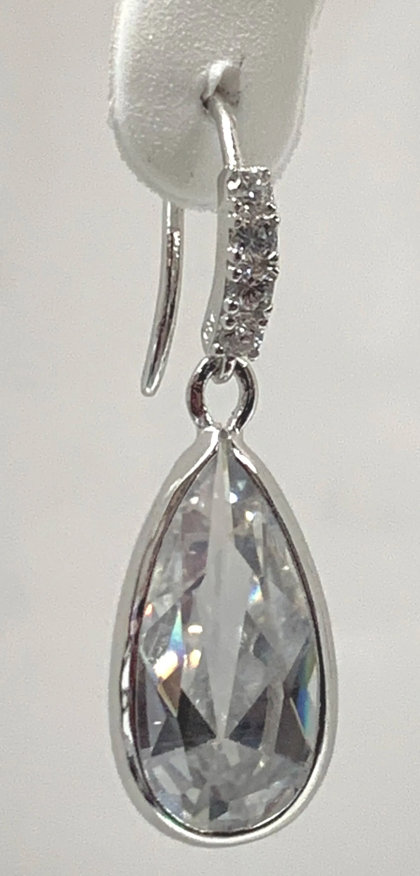 SS Teardrop Simulated Diamond Dangle Earrings